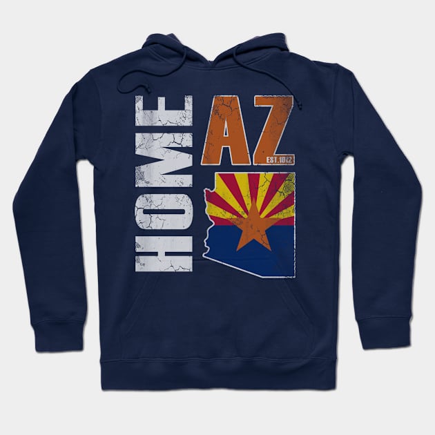 Vintage Arizona Home Flag Map Arizonian Hoodie by E